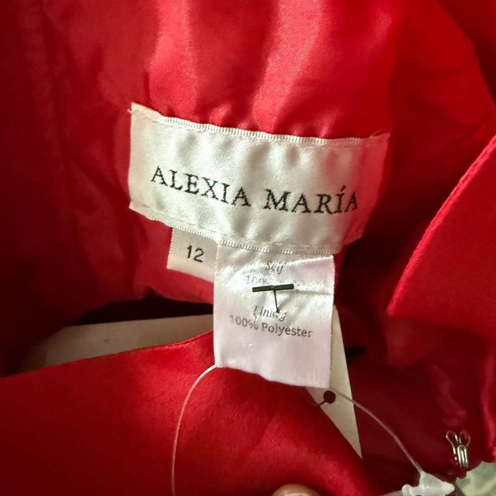 Alexia María Amelie Silk Ruffled Bow-Back Mermaid Gown Size 12 - Picture 9 of 12